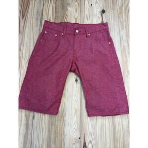Levi's 504 Men's Regular Fit Bermuda Denim Jean Shorts Size 30 Red Five-Pocket